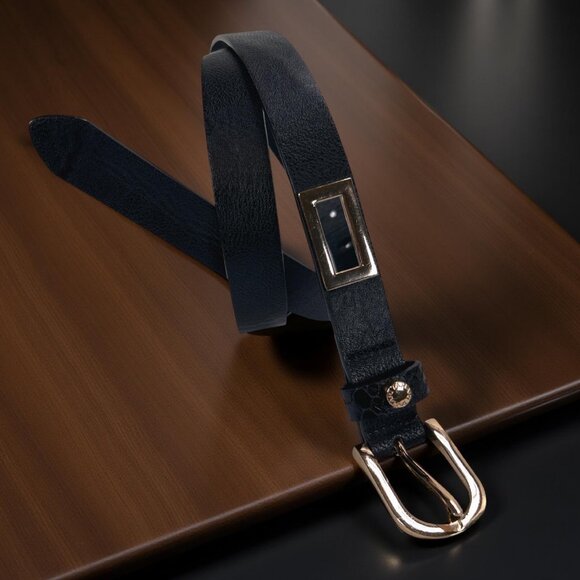 Tahari Vegan Leather Belt Gold Toned Buckle - Picture 1 of 7